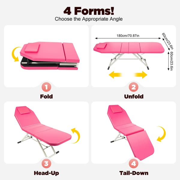 Massagebord, Justerbart Design, Professionelt Brug,Pink