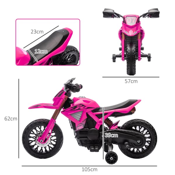 Elektrisk motorcykel, stödhjul, åkleksak, Rosa