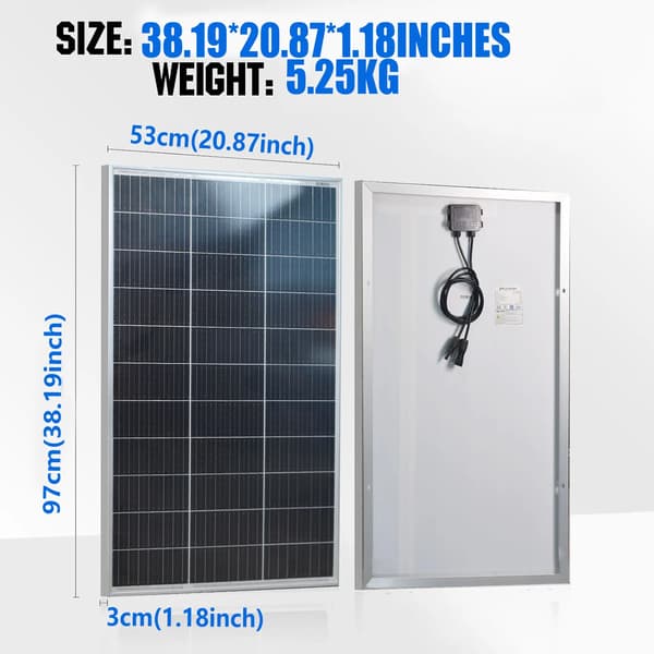 Solpanel, Høj Effektivitet, Holdbar Konstruktion,2stk 100w panel