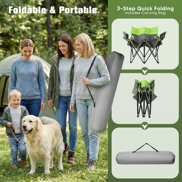 Dubbel Campingstol, Bärbar Design, Kraftig Ram,armégrön