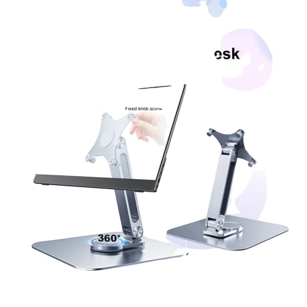 Monitorstand, 360-graders rotation, justerbar højde,Sølv