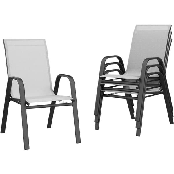 Trädgårdsstolar, Stapelbar Design, UV-beständig,4st Grå
