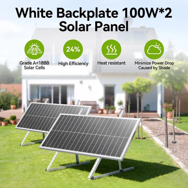 Solpanel, Høj Effektivitet, Vandtæt Design,200W (100WX2)
