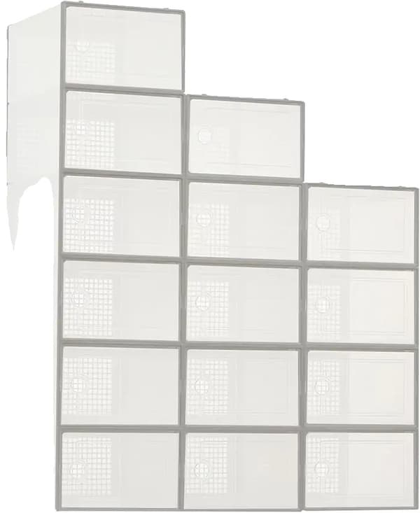 Skoopbevaringskasser, Stabelbart Design, Støvbeskyttende,grå