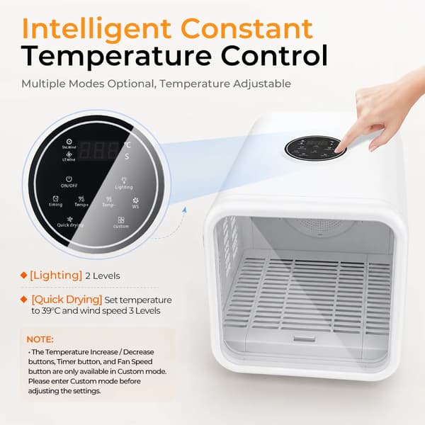 Pet Tørringsboks, Smart Automatisk Tørring, Ultra Stille Drift,62L Basisversion