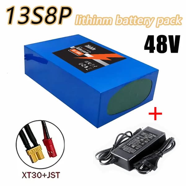 Lithiumbatteripakke, 100Ah kapacitet, kompatibel med 48V systemer,XT30-JST-lader