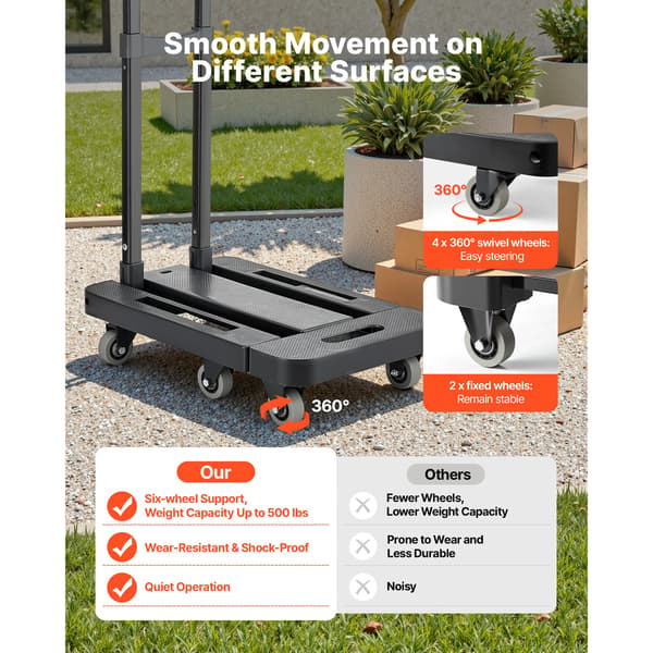 Fällbar Handtruck, 500 lbs Lastkapacitet, Sammanfallande Design,500Ibs
