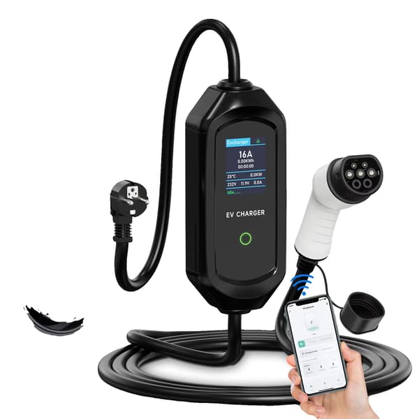 EV-laddare, Justerbar Ström, Smart App Kontroll,Blå