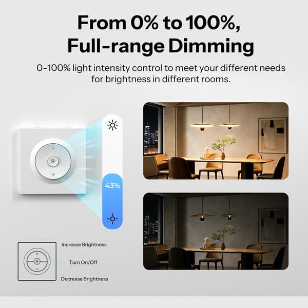 Zigbee Dæmperkontakt, Energiovervågning, Smart Home Integration,MINI-ZBDIM-E