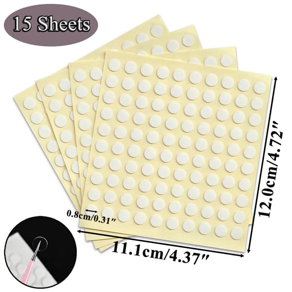 Nagellim Dots, Transparent PET, 100 Stycken per Ark,15 Ark