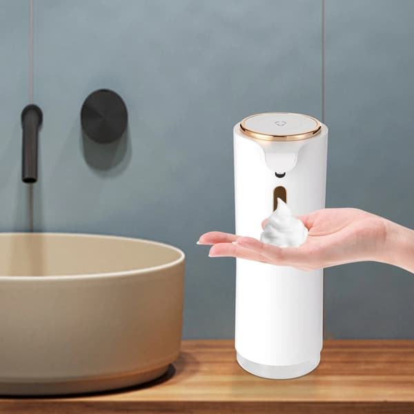 Tvålbehållare, 1200mAh batteri, justerbara skuminställningar,VIT