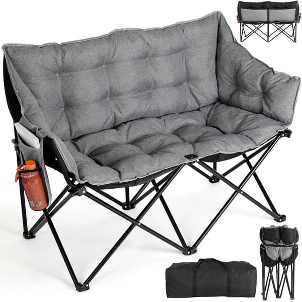 Campingstol, Dubbel Sittplats, Fällbar Design,Grå 1 st Stolar