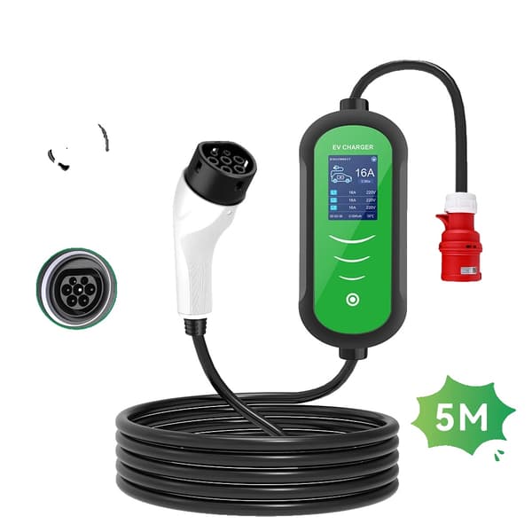 EV-laddare, 5M kabel längd, justerbar ström,11KW 16A 5M, Typ2