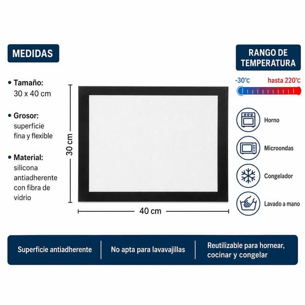 Bakmatta, Non-Stick, BPA-fri,vit 30x40cm