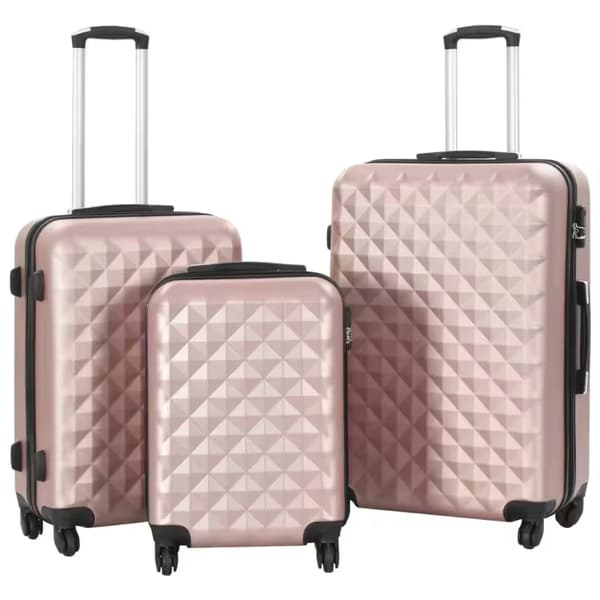Hardshell Kuffertsæt, 3-Styk, 360-Graders Spinner Hjul,Guld