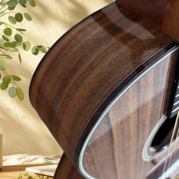 Folk Guitar, KOA-kropp, Rosenträsgrepp,Brun
