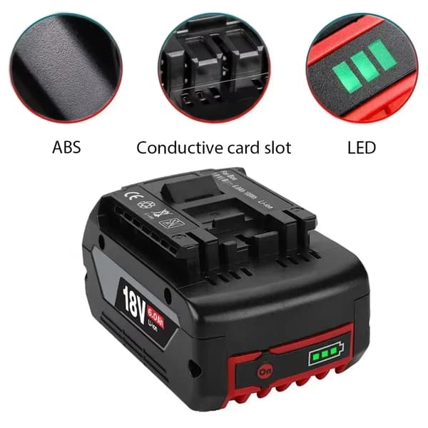 Uppladdningsbart batteri, 18V, 6000mAh kapacitet, 2st batteri 6.0AH