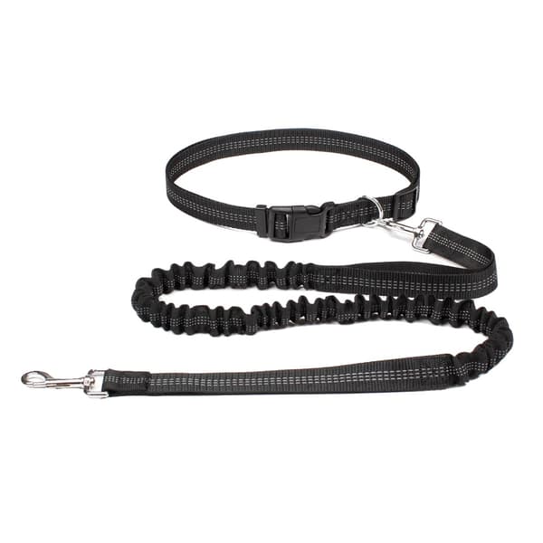 Hundkoppel, Handsfree-design, Justerbart midjebälte,svart