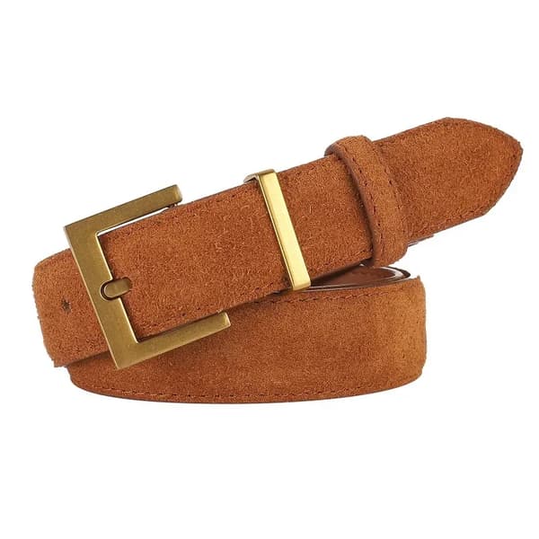 Läderbälte, Dammode, Chic Guldspänne,100cm-d, brun E