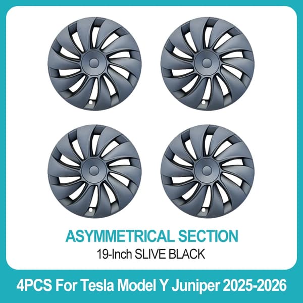Hjulafdækninger, Holdbart ABS-materiale, Nem snap-installation,Tesla, 3501Matte Sort, 19-Tommer 2025-2026, Model Y Juniper