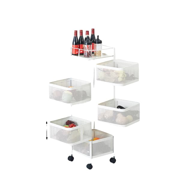 Förvaringsvagn, 360° Rotera, Mångsidig Design,VIT