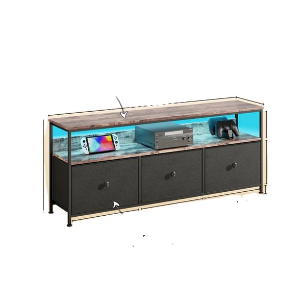 TV-stander, LED-belysning, multifunktionel opbevaring,Sort 137×29.8×57cm