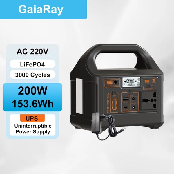 Kannettava virtalähde, aurinkolataus, LED-valo,200W 153.6Wh