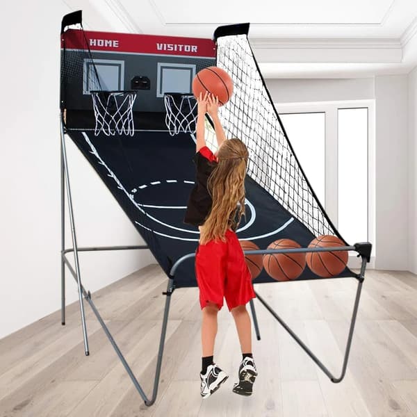 Basketball Arcade Set, Dubbel Skott, Fällbar Design,svart