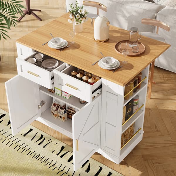Köksö, Multifunktionell Design, Elegant Trästruktur Finish, Vit + MDF