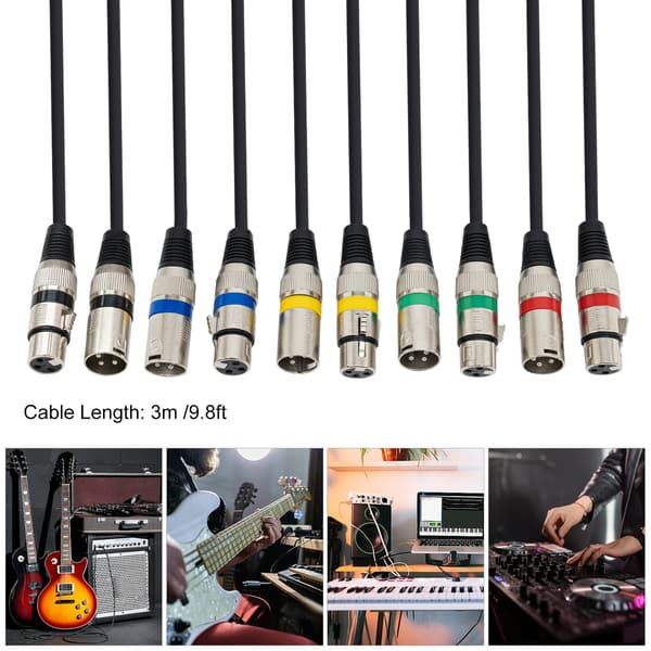 DMX Kabel, 3-Pins Han til Hun, Multi-Lag Beskyttelse,Sort, 3m