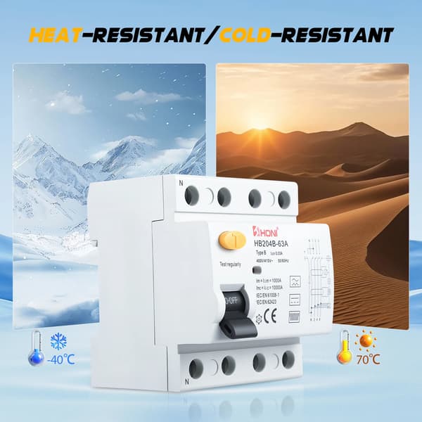 Brytare, 63A, 30mA, 4-Pin, DC 6mA, Typ B