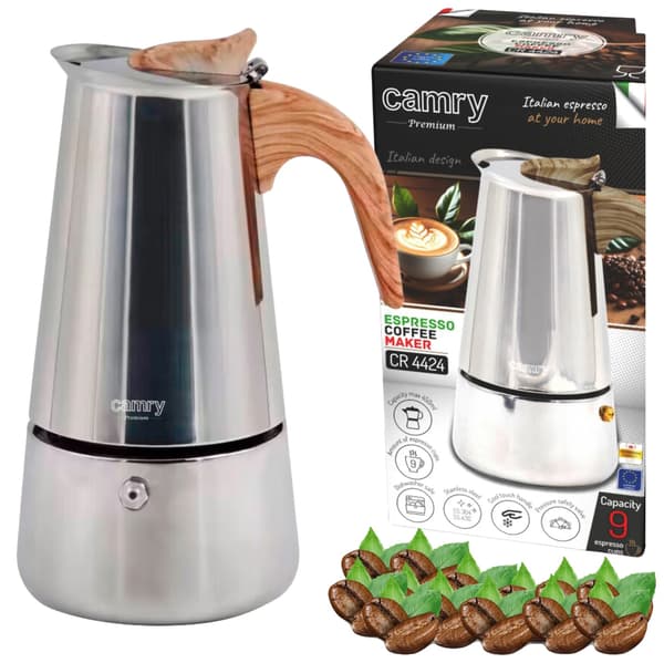 Kaffemaskine, 9 kopper kapacitet, rustfrit stål konstruktion,Sølv, EU