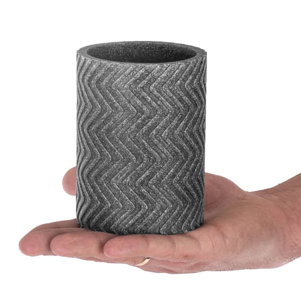 Tandbørsteholder, Moderne Zigzag Design, Holdbar Polyresin,GRÅ