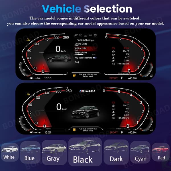 Instrumenttiryhmäpaneeli, 12,3 tuuman näyttö, CarPlay- ja Android Auto -yhteensopiva,E70/E71