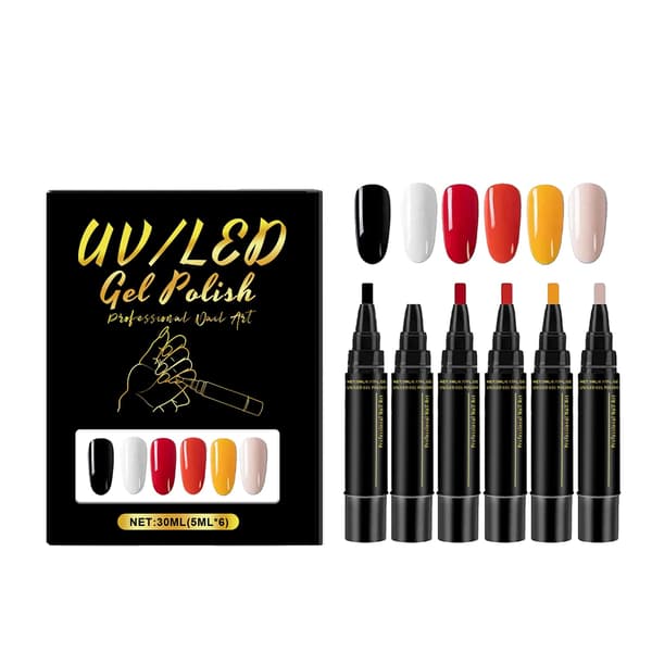 Gel Nagellack Pen Set, Allt-i-ett Design, Långvarig Formel,A03