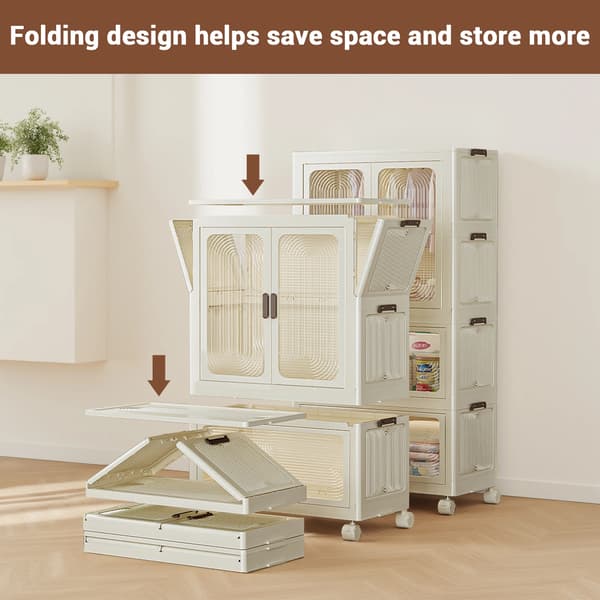 Opbevaringskasser, Stabelbart Design, Sammenklappeligt med Magnetdøre,Beige