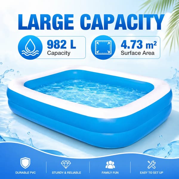 Uppblåsbar Swimmingpool, Hållbart Material, Lätt att Blåsa Upp,Blå