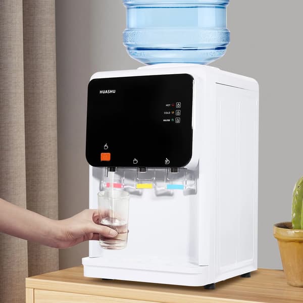 Vatten dispenser, 500W värmeeffekt, 75W kylningseffekt, bordsmontering, 220V spänning, rektangulär design