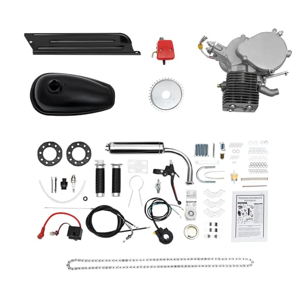 Cykelmotor Kit, 100CC 2-Takt, Hög Hastighetskapacitet,Silver