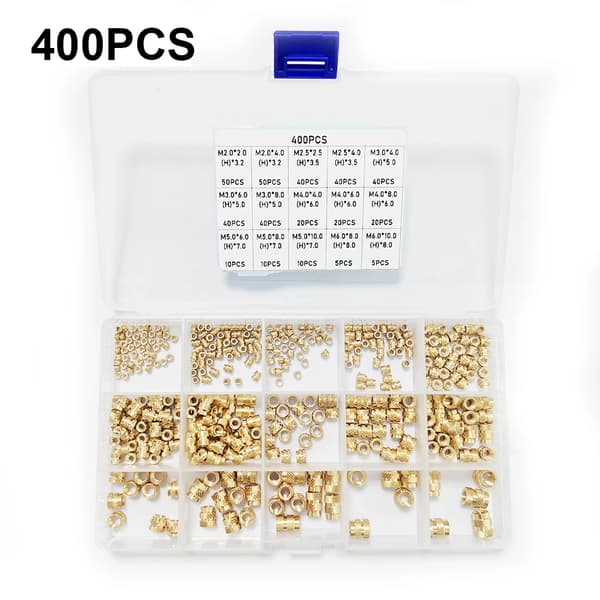 Varmeindsatsmøtrik, Kobbermateriale, Til 3D-printere,400pcs kasse