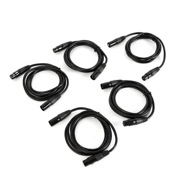 XLR Mikrofonkabel, PVC & Kobberkonstruktion, Sæt af 5,sort