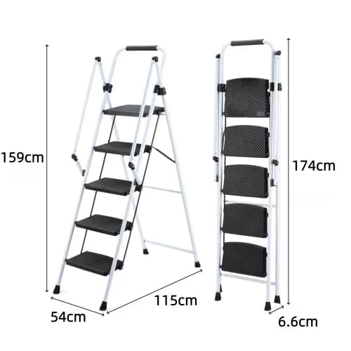 Trappestige, Robust Stål, Skridsikker Design,Sort Hvid-a