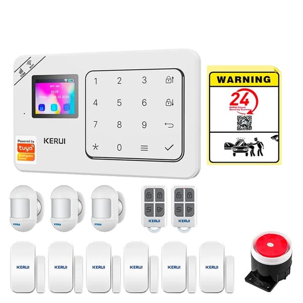 Tyverialarm System, Trådløs Forbindelse, Stemmeaktivering,EU stik-c, alarmsæt 4