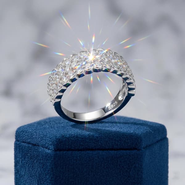 Moissanitring, 925 Sterling Silver, CMA Certifierad,7, VIT-b, S925 Sterling Silver-b