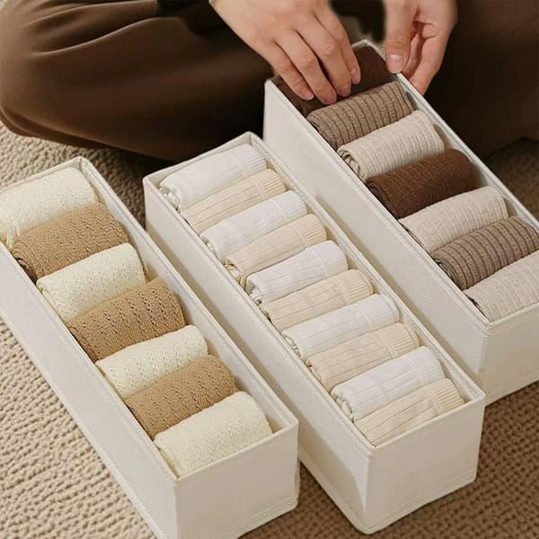 Opbevaringsorganisator, Foldbart Design, Holdbart Stofmateriale,Beige 2stk