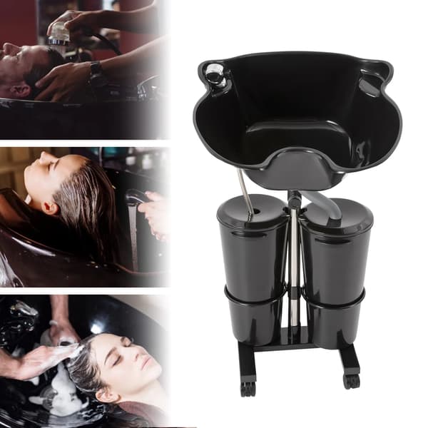 Shampoo Basin, Bærbar Design, Justerbar Højde,sort