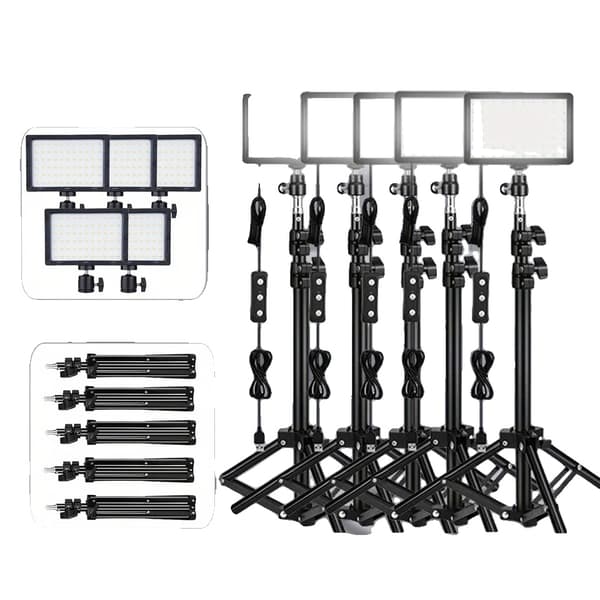 LED Videolampa, Justerbart Stativ, Tvåfärgsfunktion,5 SETS