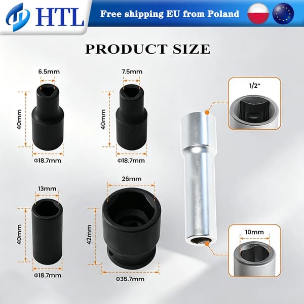 Injektionspumpe Værktøjssæt, 6,5mm Socket, 7,5mm Socket, 10mm Socket, 13mm Socket, 26mm Socket