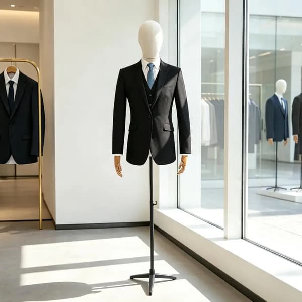 Mandlig Mannequin, Justerbar Højde, Moderne Design,Linned og Sort
