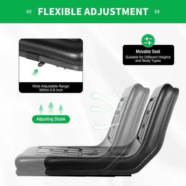Traktor sæde, ergonomisk design, justerbar universel pasform,sort